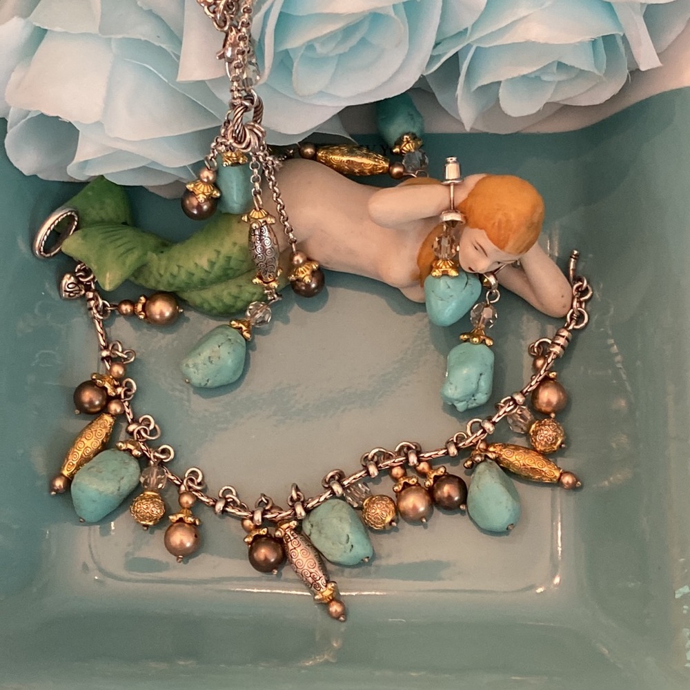 Brighton PERSIANA Turquoise Gold Silver Crystals Necklace Bracelet Earrings - Picture 9 of 17